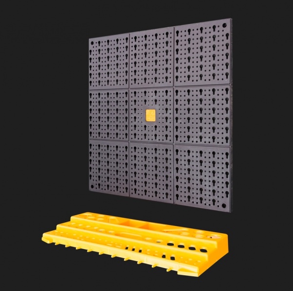 Панель поліпропіленова для інструментів 2 шт. Ш 500 x В 500 мм + 2 стійки + 50 різноманітних гачків Artplast 332