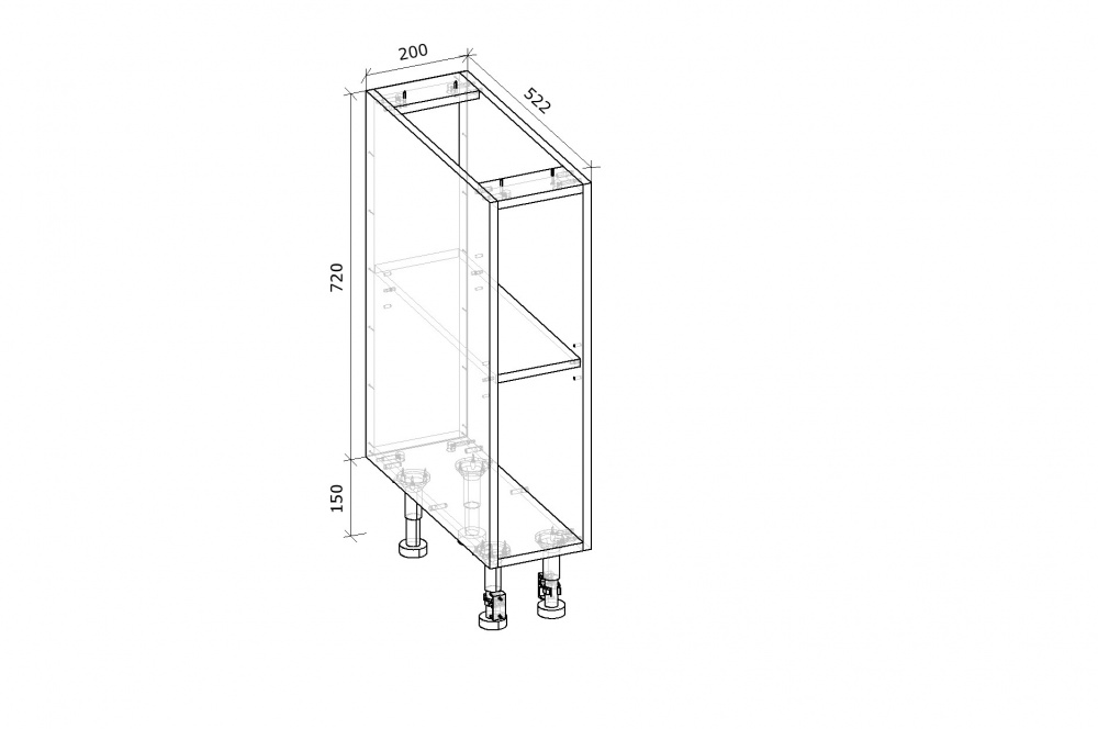 Тумба нижняя Грейд Оптимум 200x870x522 мм фунго