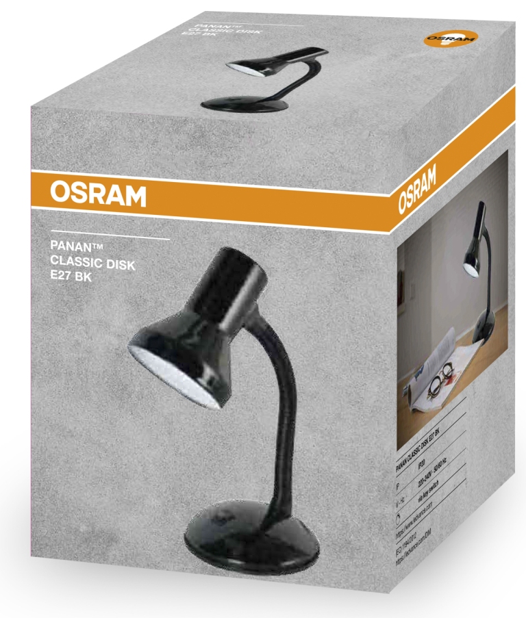 Настільна лампа Ledvance 1x40 Вт E27 чорний PANAN CLASSIC DISK E27 BK