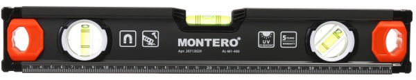 Уровень 40 см Montero с ручками магнитный AL-M1-400