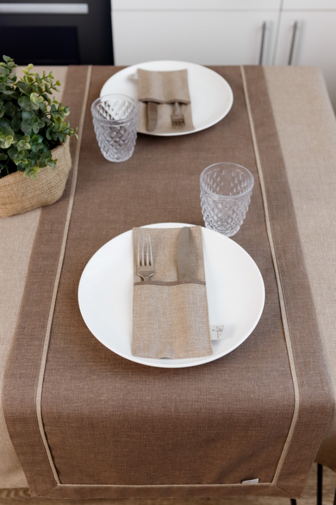 Доріжка (ранер) з подвійним кантом Кориця Коричнева 40x140 см Прованс