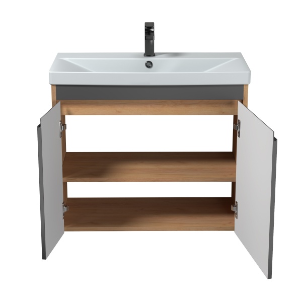 Тумба Мойдодыр Olive 80-U с умывальником Sempre 80 подвесная/напольная