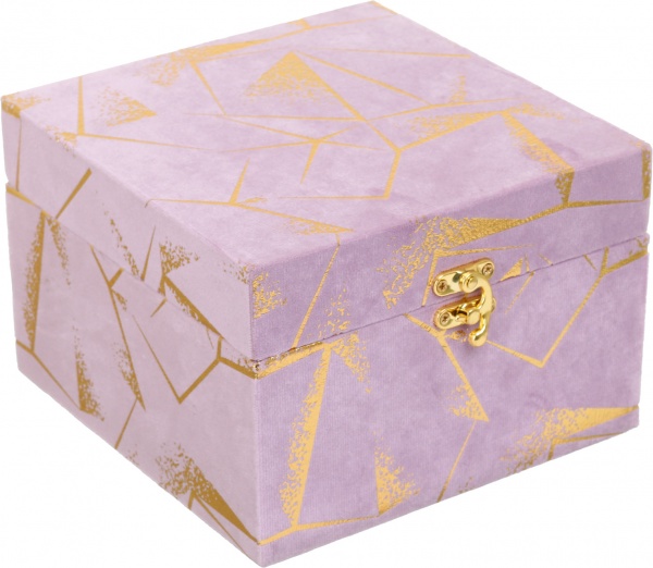 Сундук Геометрия 18х18х12 см пудровая с золотым