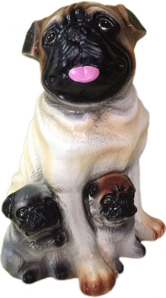 Скульптура садовая Мопсы рисованные 41 см
