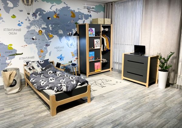 Кровать Veres подростковая Ницца 190х80 темно-серый 27.1.1.36.16