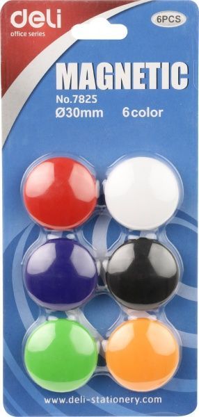 Набір магнітів 6 шт. діаметр 30 мм 7825Е Deli
