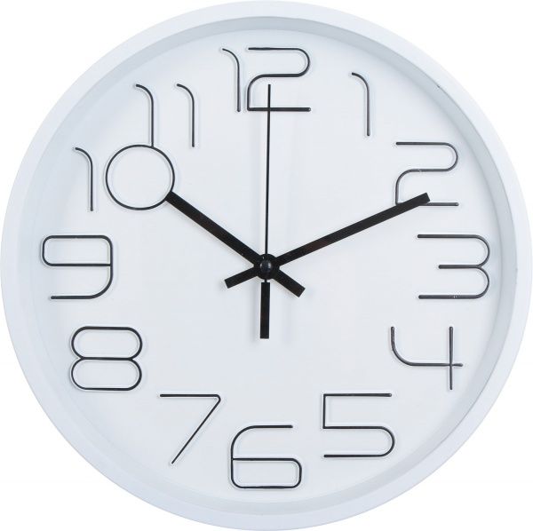 Часы настенные Moment белый с черными цифрами 30 см