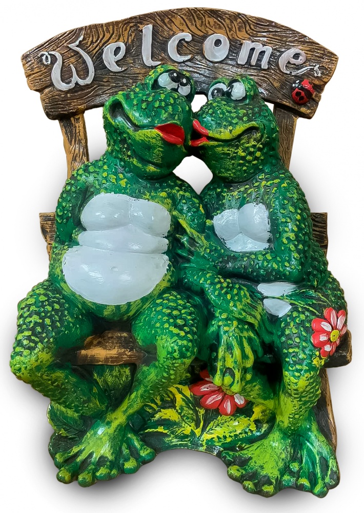 Скульптура садова Наша Кераміка Жаби на лавці Welcome