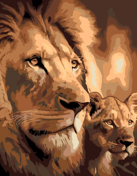 Картина за номерами Лев та левеня 35x45 см Rosa Start 