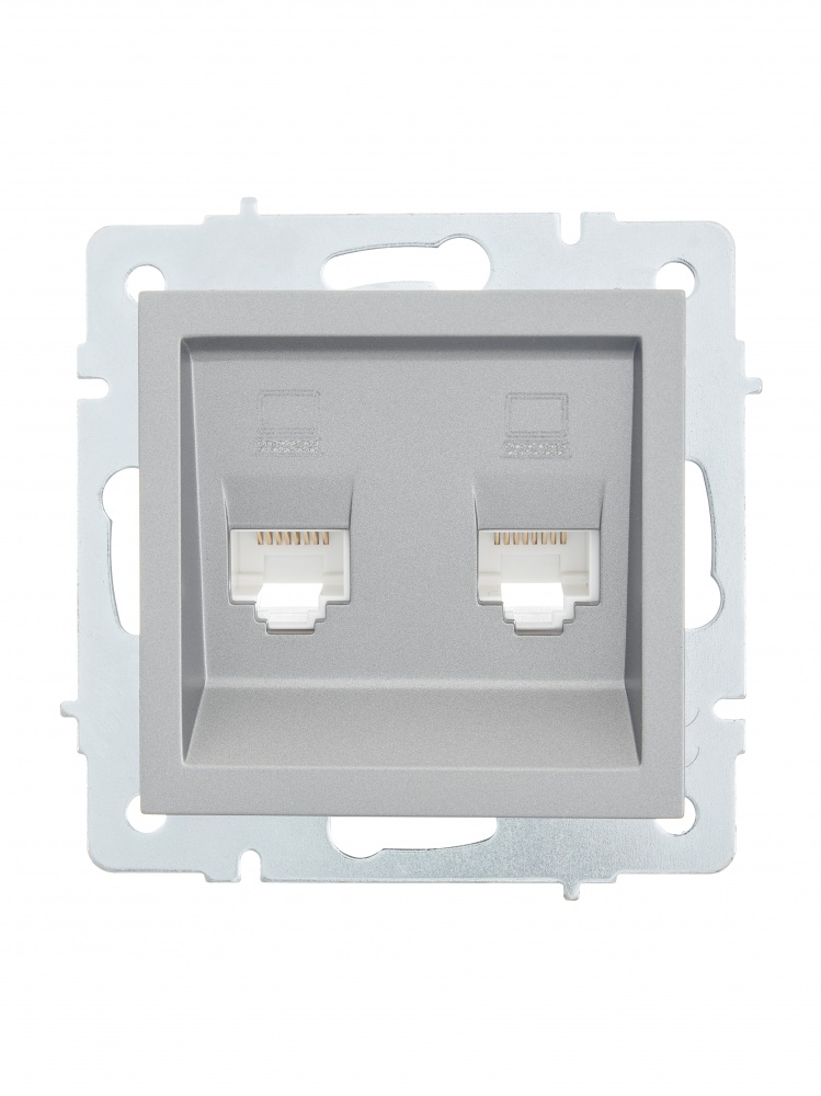 Механізм розетки комп’ютерна подвійна 2 Lezard Vesna IP20 сірий 742-3588-141