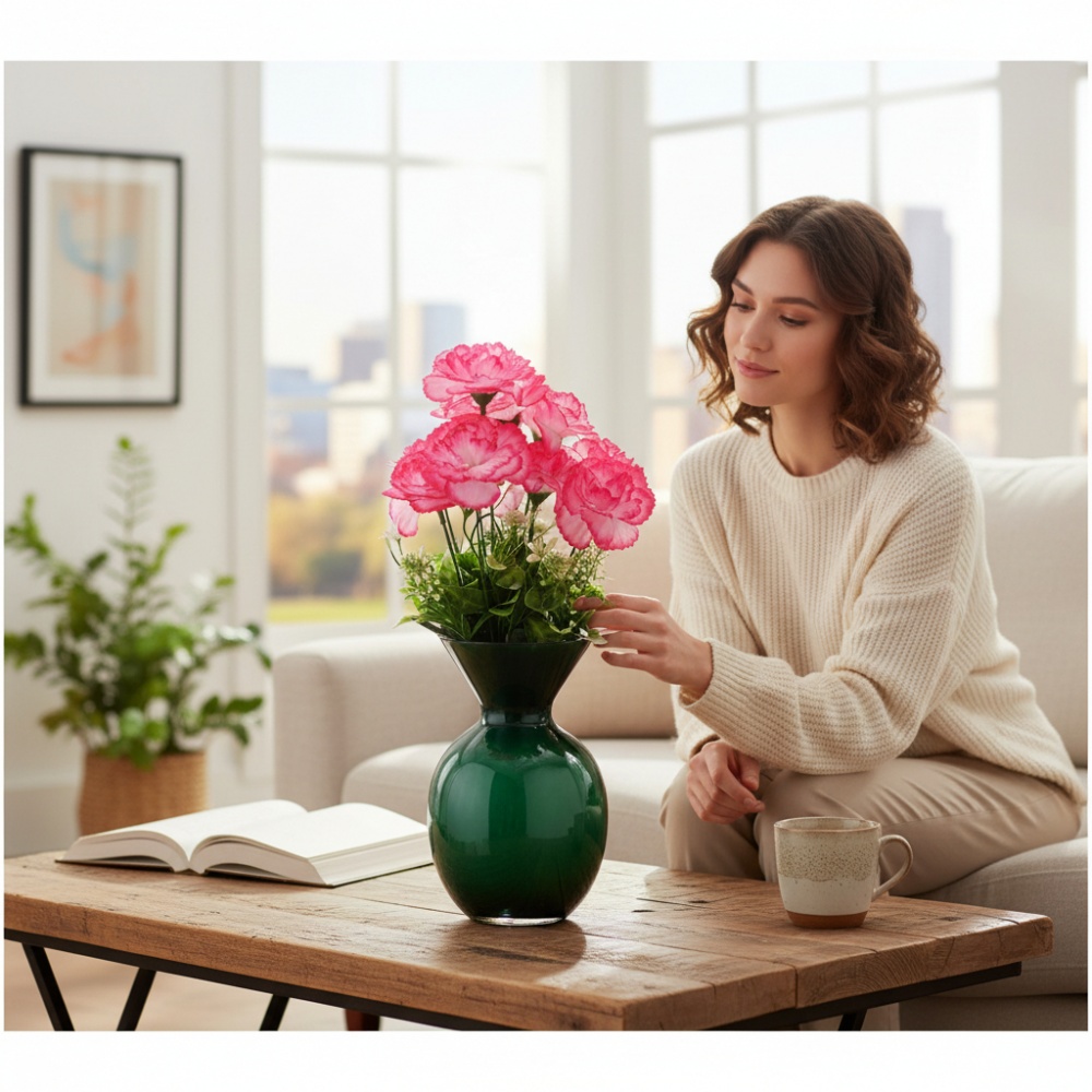 Ваза скляна Wrzesniak Glassworks Curve 20,3 см зелена 17-10762