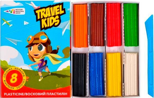 Пластилін восковий TRAVEL KIDS 8 кольорів 96 г Western Industrial Group