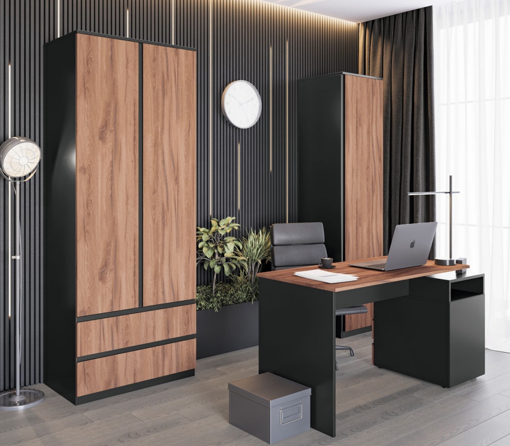 Стол письменный Світ Меблів Фрида 1ТН 750х1450х550 мм черный/дуб леворно