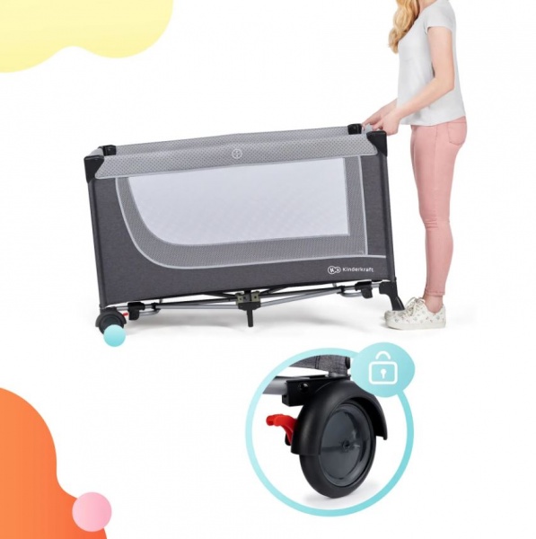 Манеж-ліжко Kinderkraft Leody Grey з пеленатором KCLEOD00GRY00AC