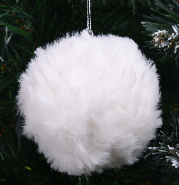 Ялинкова іграшка у формі кулі зі штучного хутра 