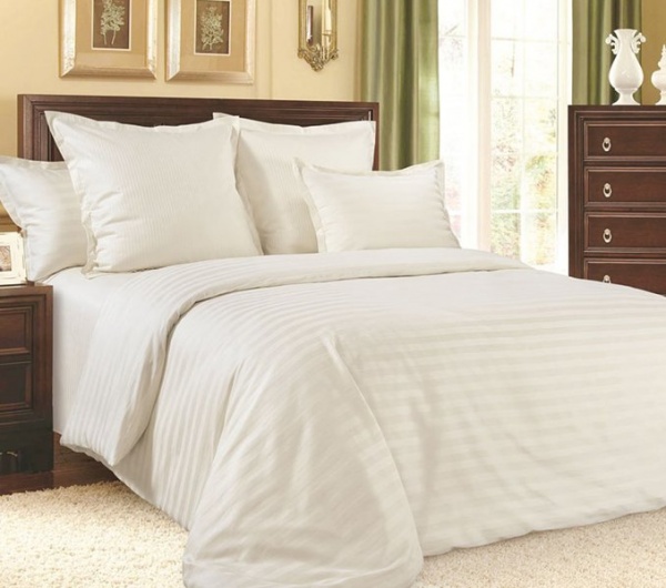 Комплект постільної білизни євро страйп-сатин білий 