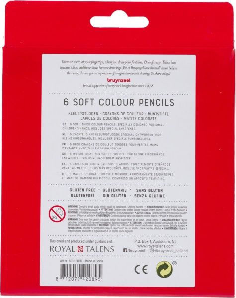 Набір олівців 6 кольорів + чинка для олівців Bruynzeel Bruynzeel