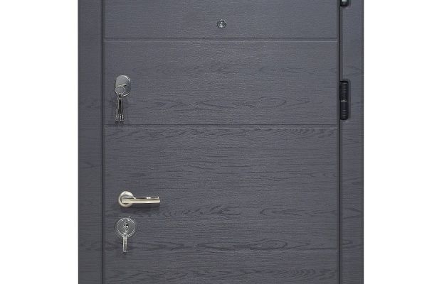 Двері вхідні Міністерство дверей КС-202+ (квартира) грифель горизонт / пломбір горизонт 2050x960мм ліві