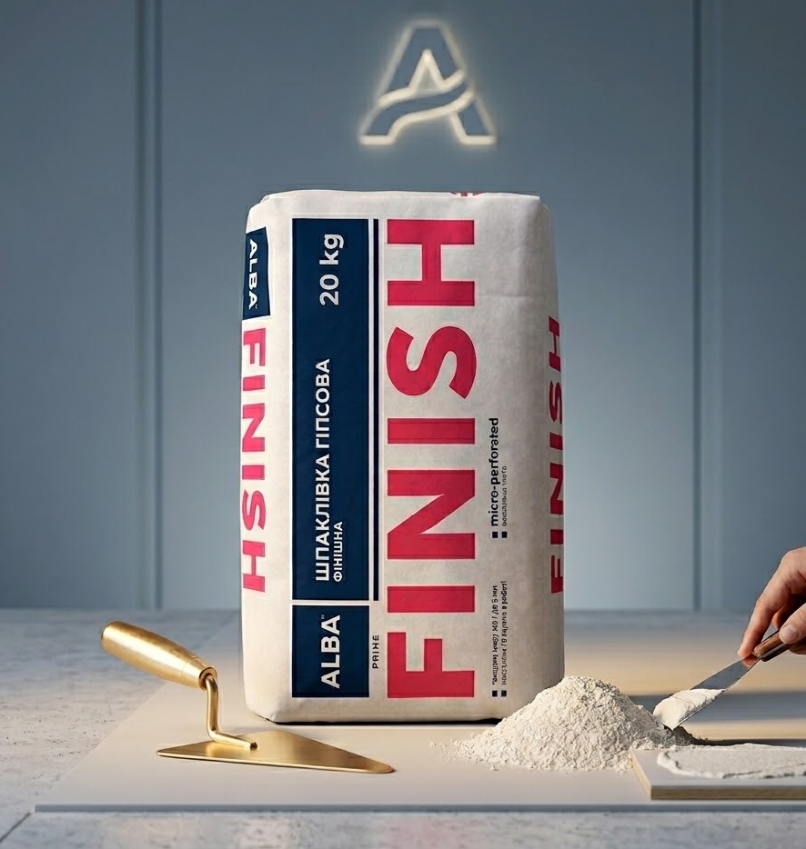 Шпаклівка АЛЬБА гіпсова фінішна «FINISH» 20кг — фото 1