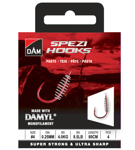 Гачок з повідцем DAM SPEZI LEADER PASTE №8 4 шт.