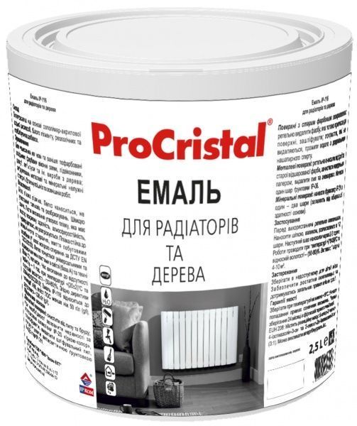 Емаль ProCristal акрилова ІР-116 База С для радіаторів та дерева база під тонування мат 2,5л
