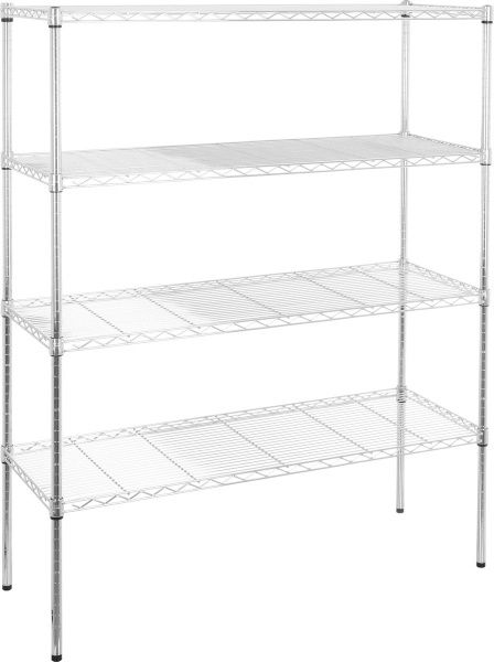 Стеллаж металлический хромированный 1500x1200x450 мм серый металлик