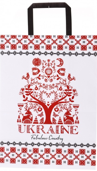 Пакет паперовий 250х150х345 білий з ручками