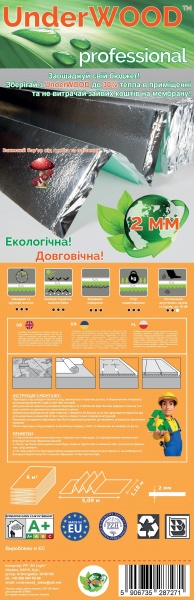 Подложка UnderWOOD Professional 2мм с алюминиевой мембраной/экраном