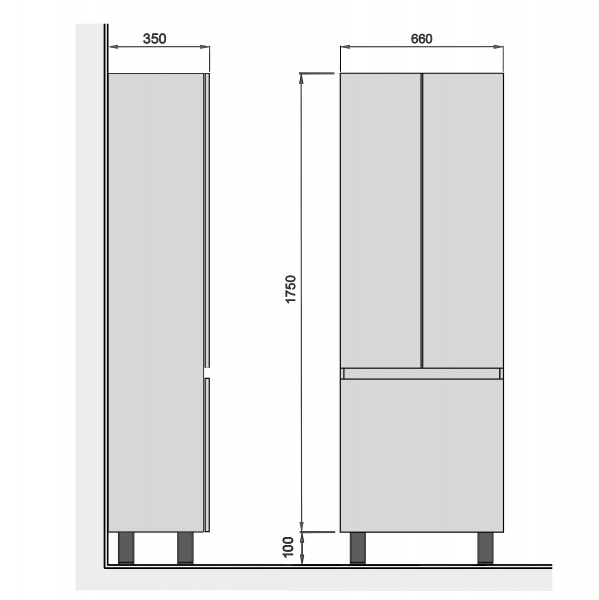Пенал Мойдодыр Soft White П-66к напольний с корзиной для белья