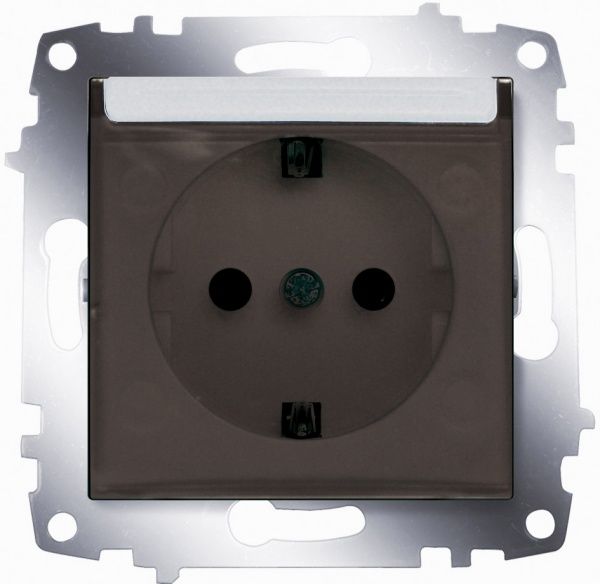 Розетка із заземленням ABB Cosmo без шторок з кришкою сірий металік 619-011000-218