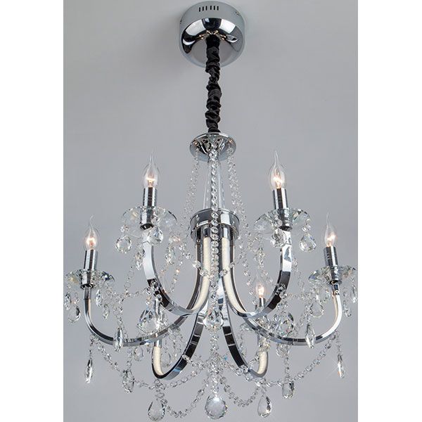 Люстра підвісна Strotskis Tefia пульт ДК LED 27 Вт 6x60 Вт E14 хром 423/6 