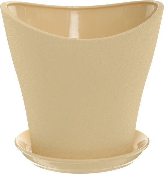 Кашпо керамическое Ориана-Запорожкерамика Волна №1 шелк фигурный 6,8л бежевый 