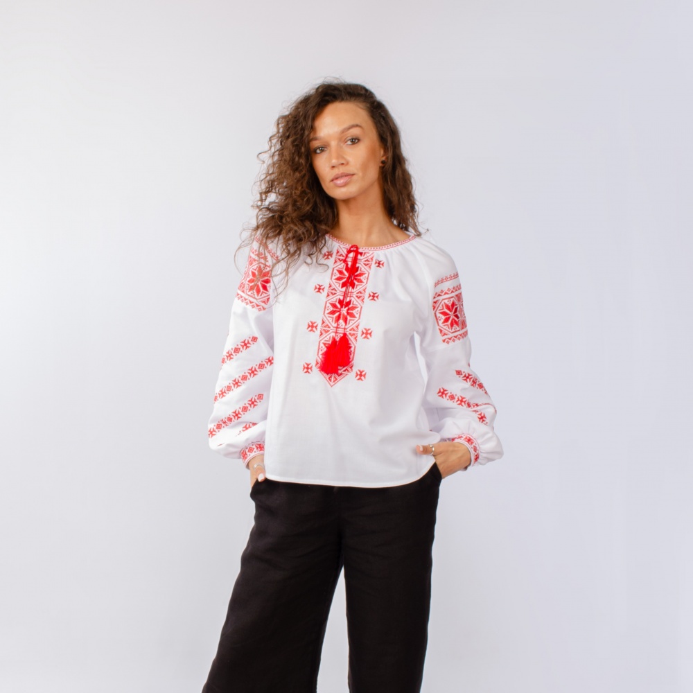 Блуза Едельвіка р. XL білий із червоним 129-24/09