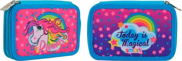 Пенал твердый двойной HP-01 Unicorn Smart голубой