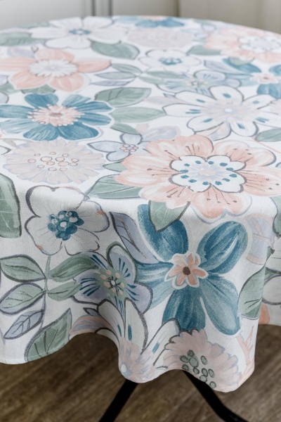 Скатертина Lune d200 200x200 см білий із блакитним Прованс 