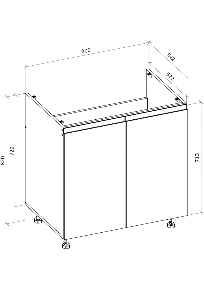 Тумба нижня Нм 80/82 під мийку МС Джетта дуб сонома/графіт Грейд