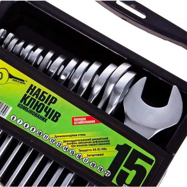 Набір ключів комбінованих Alloid посилених 15 шт. 6-22 мм НК-2061-15