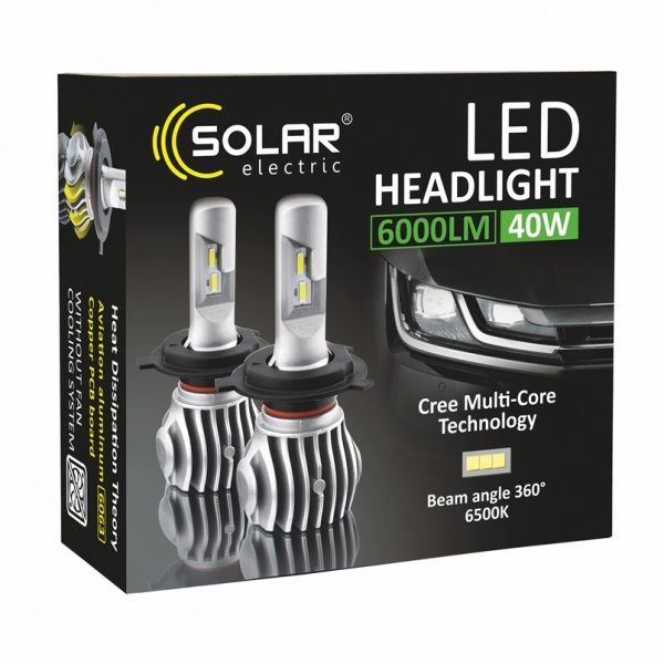 Лампа светодиодная LED Solar HEADLIHGT H4 10,8-24 В H4 40 В 6000 К