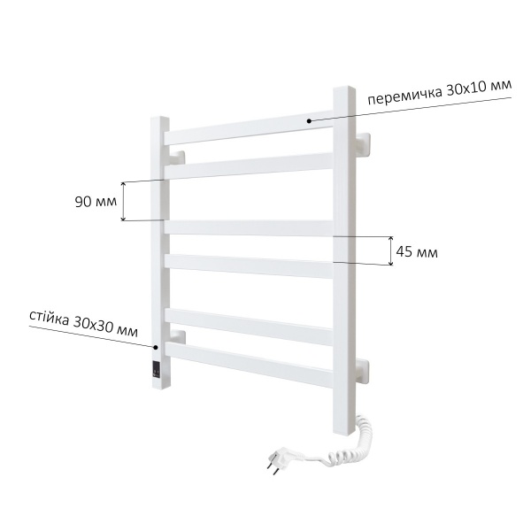 Полотенцесушитель электрический NAVIN Авангард 480х600 мм Sensor правый с таймером белый (12-028053-4860) 