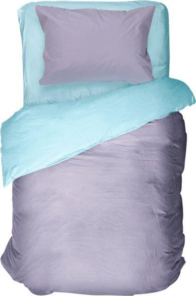 Комплект постельного белья Моно 1,5 серый с голубым La Nuit 