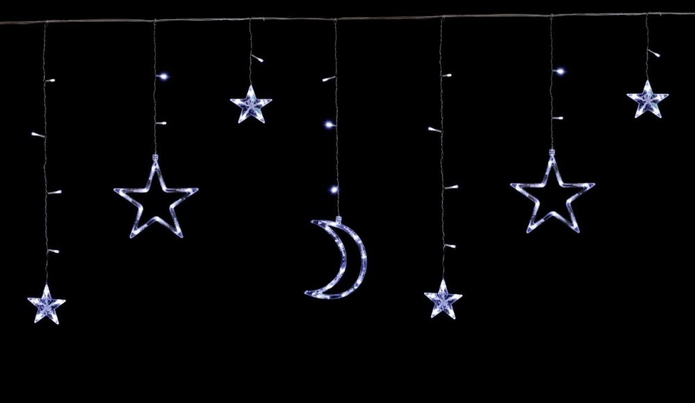 Электрогирлянда-штора Звезда-месяц светодиодная (LED) 138 ламп 2,5 м (QC6001)