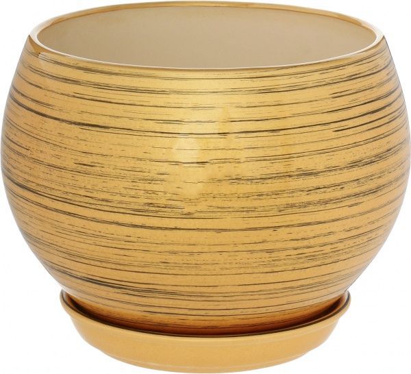 Горшок керамический Ориана-Запорожкерамика Шар глянец круглый 9л золотистый (037-0-140) 