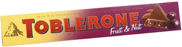 Шоколад TOBLERONE молочний з родзинками і нугою 100 г 