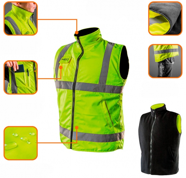 Жилет робочий NEO tools двосторонній р. M 81-520 жовтий