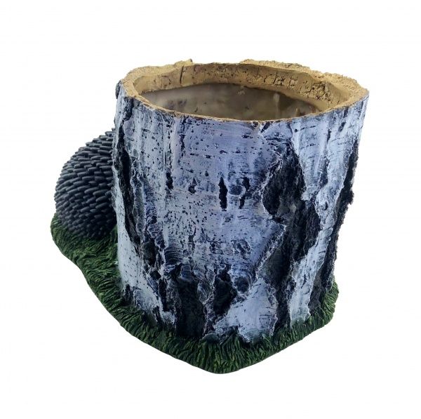 Кашпо декоративное Пень берёзовый с ёжиком арт. 00841 