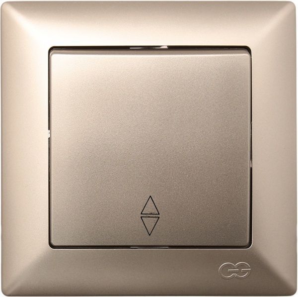 Вимикач прохідний одноклавішний Gunsan Visage без підсвітки 16 А 250В бежевий металік VS 28 25 107