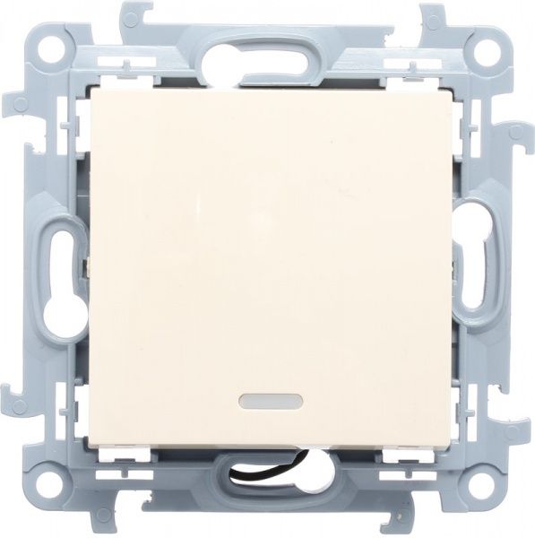 Вимикач одноклавішний Simon 10 з підсвіткою 10 А 250В кремовий CW1L.01/41