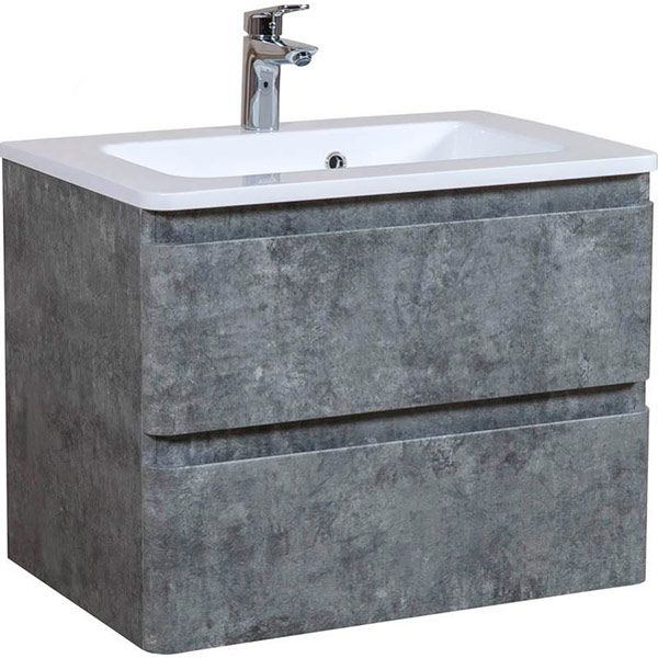 Тумба підвісна Aqua Rodos Акцент сірий мармур з умивальником Альфа 70 см