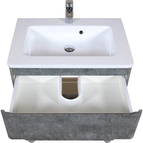 Тумба напольная Aqua Rodos Акцент серый мрамор с умывальником Альфа 70 см
