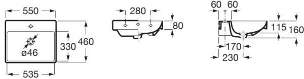 Умывальник ROCA ONA 55x46см A327685000